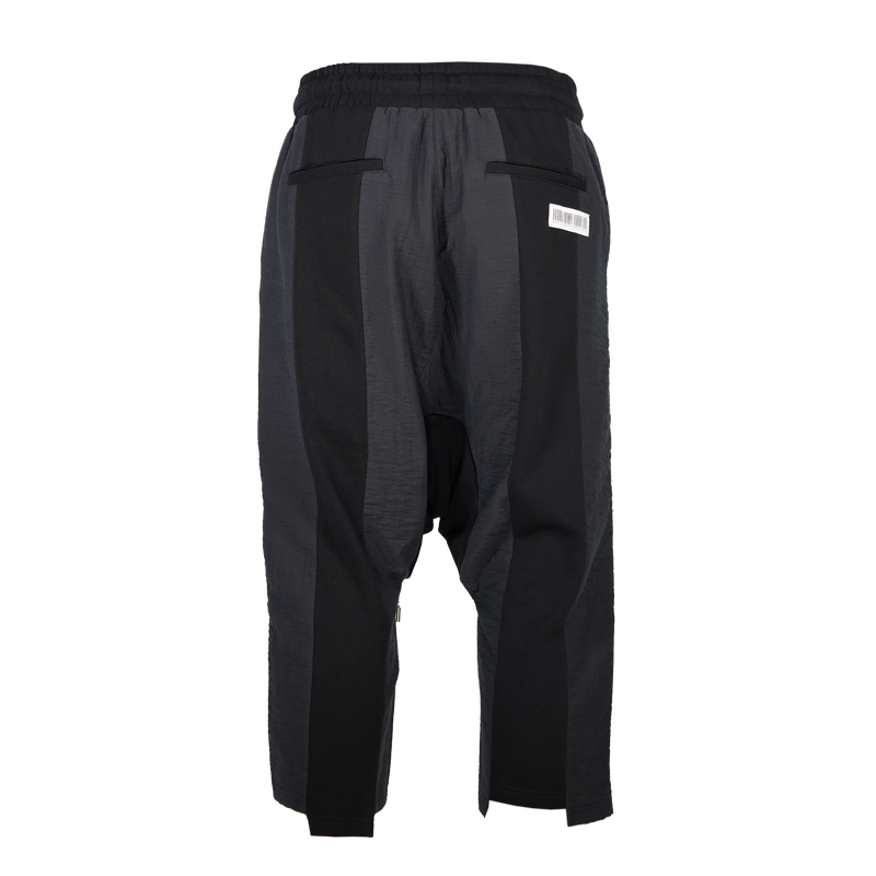 SPLICED DROP CROTCH PANT - BLACK