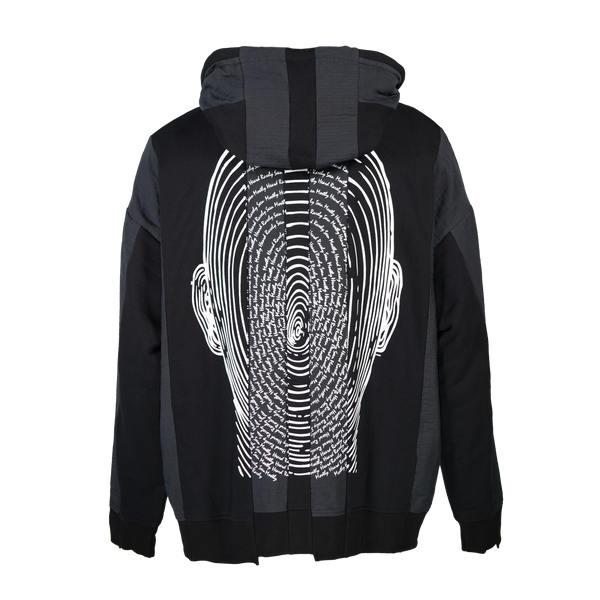 SPLICED LUXURY MOCK HOODIE - BLACK