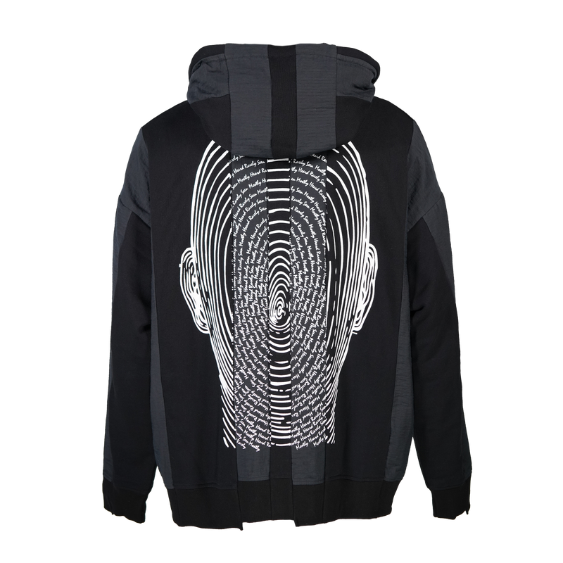 SPLICED LUXURY MOCK HOODIE - BLACK