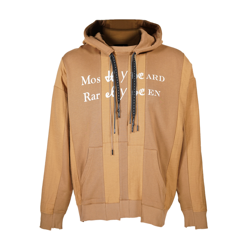 SPLICED LUXURY MOCK HOODIE - TAN