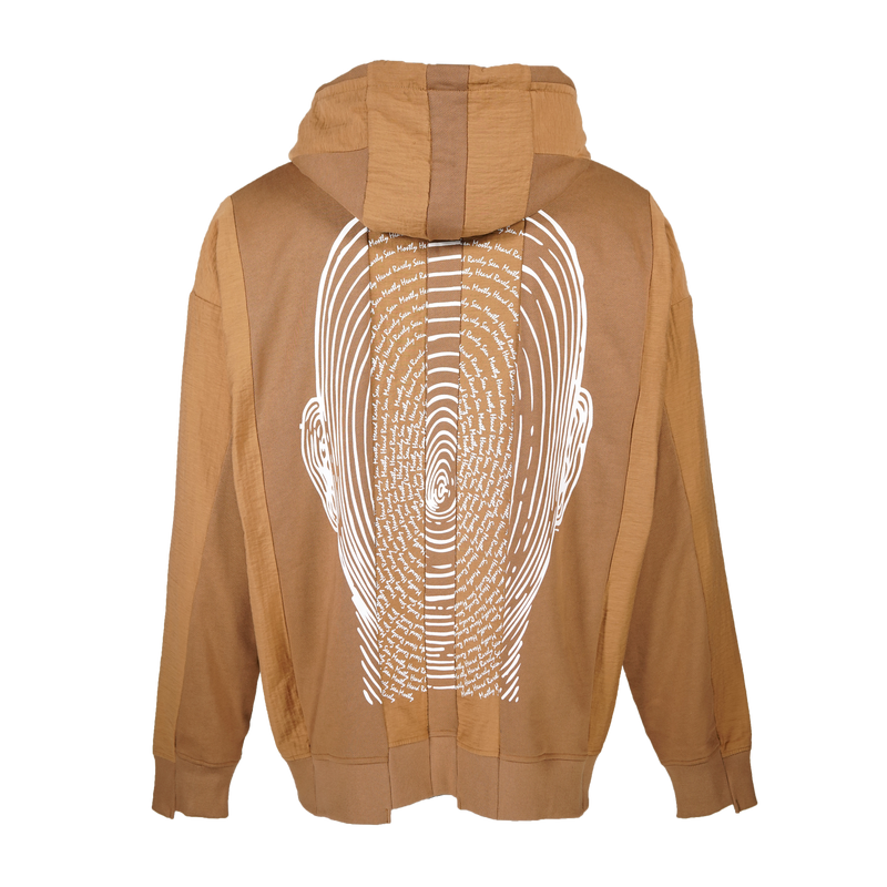 SPLICED LUXURY MOCK HOODIE - TAN