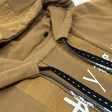 SPLICED LUXURY MOCK HOODIE - TAN